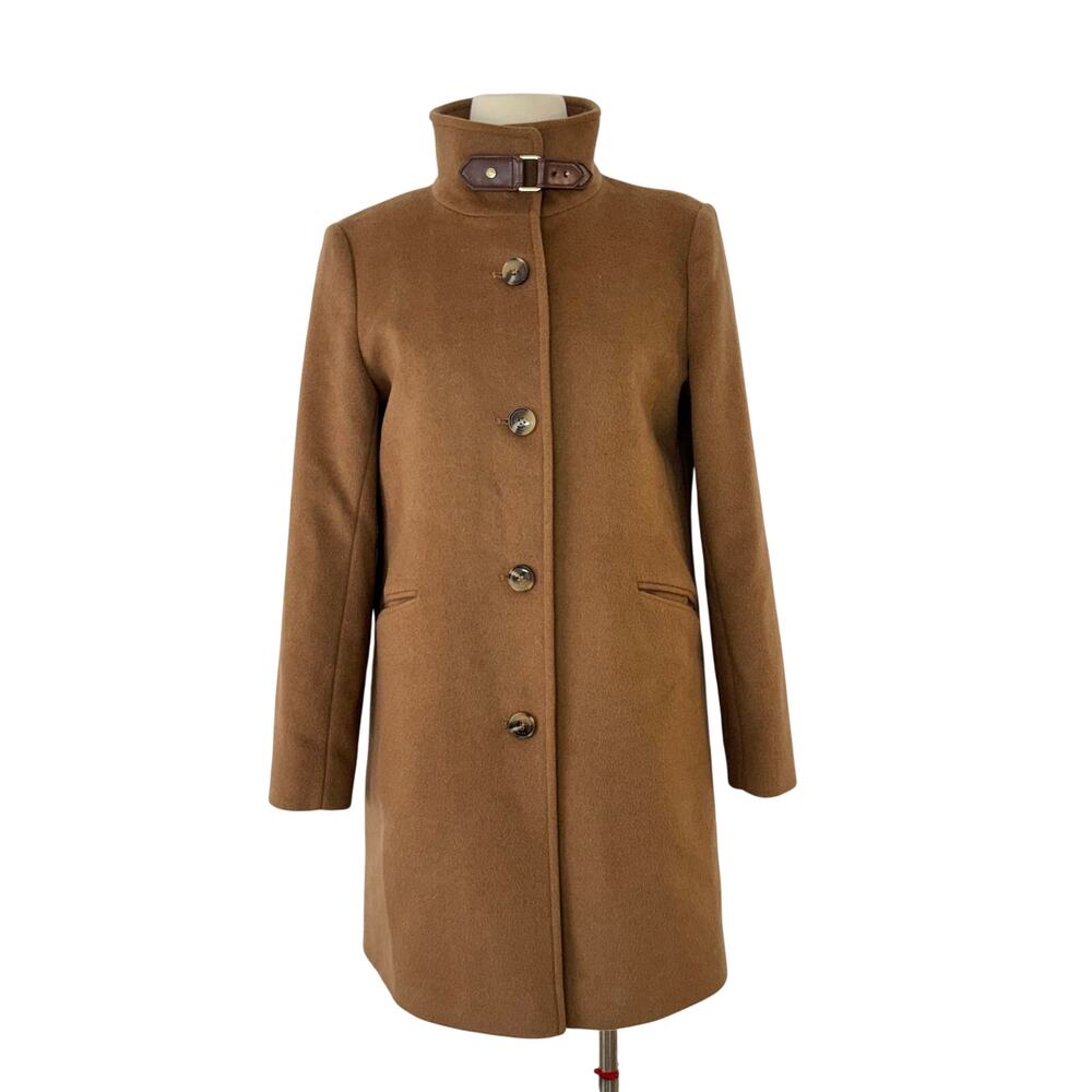 Lauren Ralph Lauren Wool Blend Peacoat with Buckle Detail Camel Brown 4